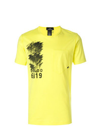 Мужская желтая футболка с круглым вырезом с принтом от Stone Island Shadow Project