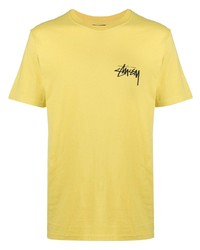 Мужская желтая футболка с круглым вырезом с принтом от Stussy