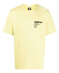 Мужская желтая футболка с круглым вырезом с принтом от Stussy
