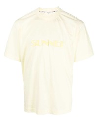 Мужская желтая футболка с круглым вырезом с принтом от Sunnei