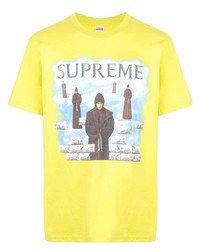 Мужская желтая футболка с круглым вырезом с принтом от Supreme