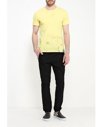 Мужская желтая футболка с круглым вырезом с принтом от United Colors of Benetton
