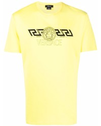 Мужская желтая футболка с круглым вырезом с принтом от Versace
