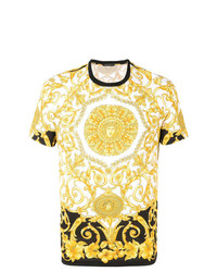 Мужская желтая футболка с круглым вырезом с принтом от Versace