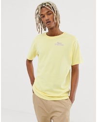 Мужская желтая футболка с круглым вырезом с принтом от Weekday