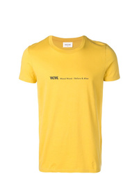 Мужская желтая футболка с круглым вырезом с принтом от Wood Wood