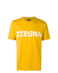 Мужская желтая футболка с круглым вырезом с принтом от Z Zegna