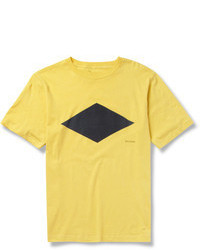 Мужская желтая футболка с круглым вырезом с принтом