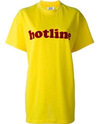 Женская желтая футболка с круглым вырезом с принтом