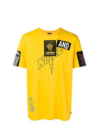 Желтая футболка с круглым вырезом с украшением