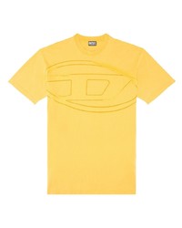 Мужская желтая футболка с круглым вырезом с цветочным принтом от Diesel