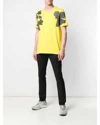 Мужская желтая футболка с круглым вырезом с цветочным принтом от Neil Barrett