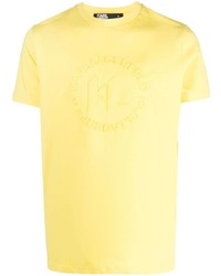 Мужская желтая футболка с круглым вырезом с цветочным принтом от Karl Lagerfeld