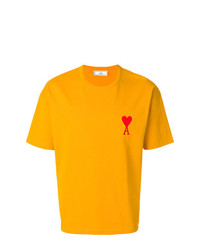 Мужская желтая футболка с круглым вырезом от AMI Alexandre Mattiussi