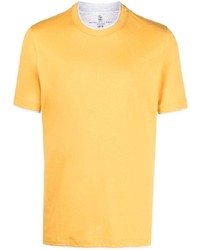 Мужская желтая футболка с круглым вырезом от Brunello Cucinelli