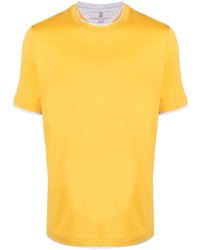 Мужская желтая футболка с круглым вырезом от Brunello Cucinelli