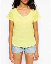 Женская желтая футболка с круглым вырезом от LnA
