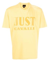 Мужская желтая футболка с круглым вырезом от Just Cavalli