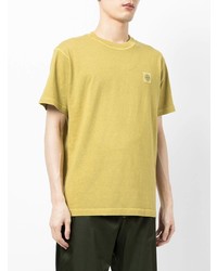 Мужская желтая футболка с круглым вырезом от Stone Island