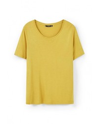 Женская желтая футболка с круглым вырезом от Mango