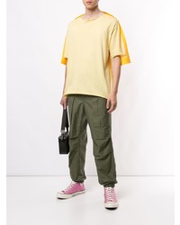 Мужская желтая футболка с круглым вырезом от Fumito Ganryu