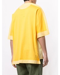 Мужская желтая футболка с круглым вырезом от Fumito Ganryu