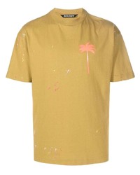 Мужская желтая футболка с круглым вырезом от Palm Angels