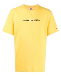 Мужская желтая футболка с круглым вырезом от Tommy Jeans