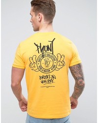 Мужская желтая футболка с принтом от Asos