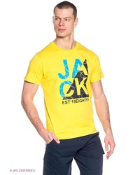 Мужская желтая футболка с принтом от Jack Wolfskin