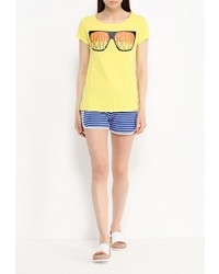 Женская желтая футболка с принтом от Moschino