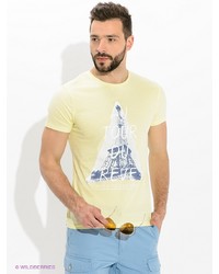 Мужская желтая футболка с принтом от Oodji