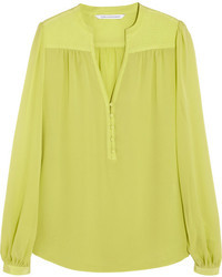 Желтая шелковая блуза на пуговицах от Diane von Furstenberg