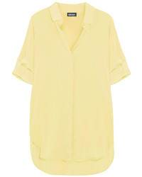 Желтая шелковая блуза на пуговицах от DKNY