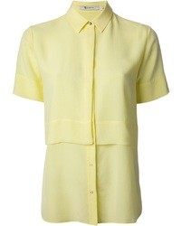 Желтая шелковая блуза с коротким рукавом от Alexander Wang