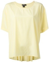Желтая шелковая блуза с коротким рукавом от DKNY