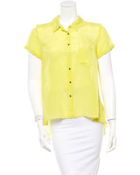 Желтая шелковая блузка