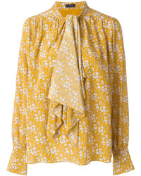 Желтая шелковая блузка с цветочным принтом от Joseph