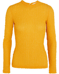 Желтая шелковая блузка от Victoria Beckham