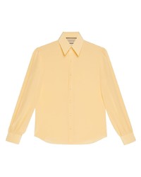 Мужская желтая шелковая рубашка с длинным рукавом от Gucci