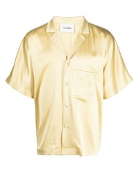 Мужская желтая шелковая рубашка с коротким рукавом от Nanushka
