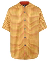 Мужская желтая шелковая рубашка с коротким рукавом от Shanghai Tang