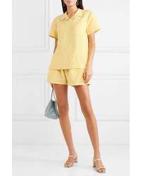 Женская желтая шелковая рубашка с коротким рукавом от Matin