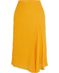 Желтая шелковая юбка от Victoria Beckham