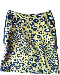 Желтая юбка-карандаш с леопардовым принтом