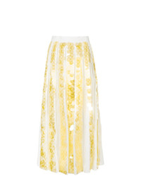 Желтая юбка-миди с пайетками от Huishan Zhang