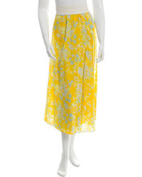 Желтая юбка-миди с цветочным принтом