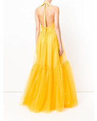 Желтое вечернее платье из фатина от N°21