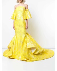 Желтое вечернее платье с вышивкой от Christian Siriano