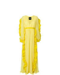 Желтое вечернее платье с рюшами от MSGM